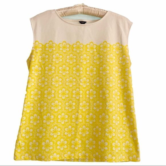 Ann Taylor Tops - Ann Taylor Sleeveless Yellow White Retro Top SP